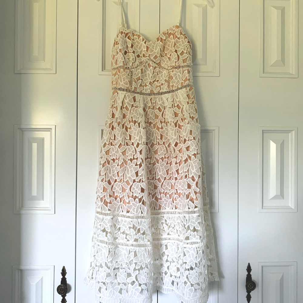 White lace midi dress